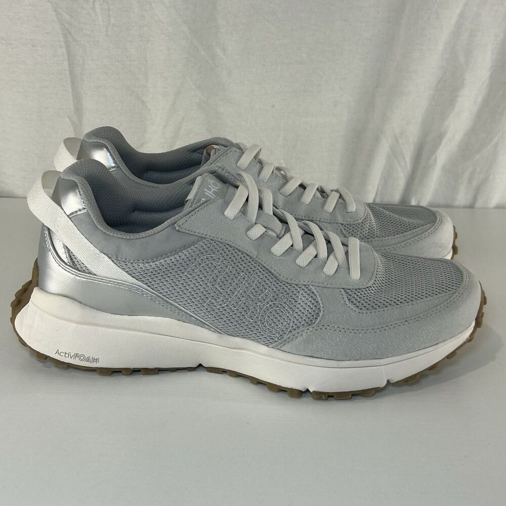 Ryka Jog On Sneaker Womens 12W Wide Slip On Silver Runner Shoes